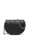 Tory Burch Mini Fleming Soft Quilted Leather Wallet On A Chain In Schwarz