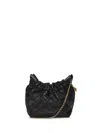 Tory Burch Fleming Mini Hobo Leather Bag Color Black In Black
