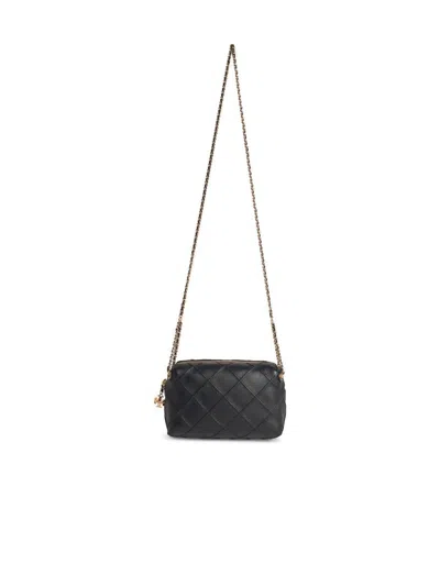 TORY BURCH TORY BURCH 'FLEMING' MINI BLACK LEATHER CROSSBODY BAG