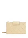 Tory Burch Fleming Mini Chain Wallet Crossbody Bags Beige In Nude