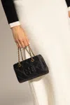 Tory Burch Quilted Texture Mini Chain Tote In Black