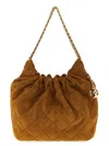 Tory Burch Fleming Mini Brown Shoulder Bag With Chain Strap And Metallic Pendant With Logo In Suede Woman In Brown
