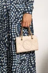 Tory Burch Fleming Mini Quilted Chain Tote Bag In Cream