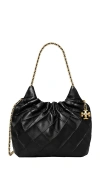 Tory Burch Fleming Mini Hobo Bag In Black