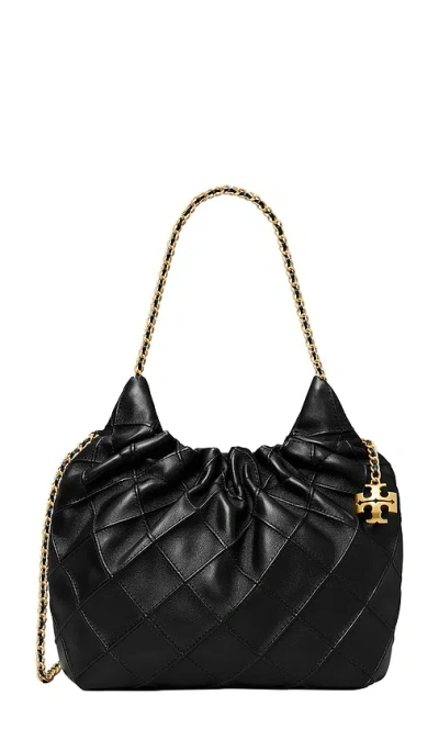 Tory Burch Fleming Mini Hobo Bag In Black