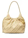 Tory Burch Mini Fleming Hobo Leather Shoulder Bag In Neutrals