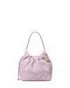 Tory Burch Fleming Mini Quilted Leather Hobo Bag In Pale Purple