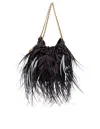 Tory Burch Fleming Mini Hobo Fabric Bag With Feathers And Beads In Black