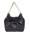 Tory Burch Fleming Mini Hobo Leather Bag Color Black In Black