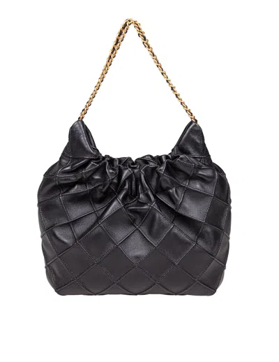 Tory Burch Fleming Mini Hobo Leather Bag Color Black