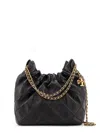 Tory Burch Fleming Mini Hobo Leather Handbag In Black