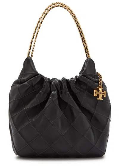 Tory Burch Fleming Mini Leather Cross-body Bag In Black