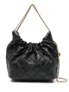 Tory Burch Mini Fleming Hobo Leather Shoulder Bag In Black