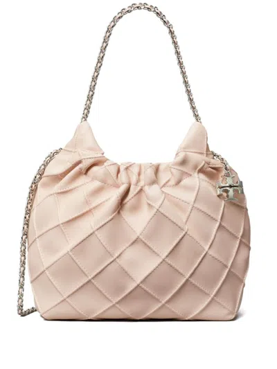 Tory Burch Fleming Mini Leather Hobo Bag In Pink