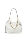 Tory Burch Mini Fleming Soft Distressed Drawstring Bag In White