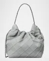 Tory Burch Fleming Mini Quilted Leather Hobo Bag In Gray