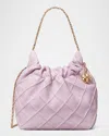Tory Burch Fleming Mini Quilted Leather Hobo Bag In Pale Purple