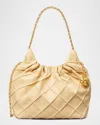 Tory Burch Mini Fleming Quilted Leather Hobo Bag In Vanilla Soft Serve