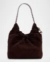 Tory Burch Fleming Mini Suede Crossbody Bag In Licorice Suede