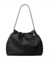 Tory Burch Fleming Distressed Mini Hobo Bag Shoulder Bags Black In Black