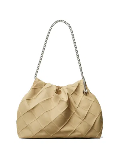 Tory Burch Fleming Nylon Hobo Bag In Nude