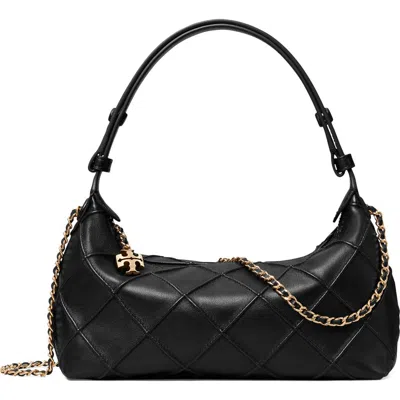 Tory Burch Fleming Pochette Quilted Leather Shoulder Bag In Black