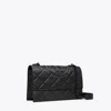 Tory Burch Fleming Polished-grain Convertible Shoulder Bag In Black/black
