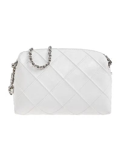 Tory Burch Fleming Quilted Chain Mini Bag In White