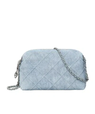 Tory Burch Fleming Quilted Denim Crossbody Bag In Blue
