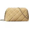 Tory Burch Fleming Quilted Genuine Shearling Crossbody Bag In Neutral