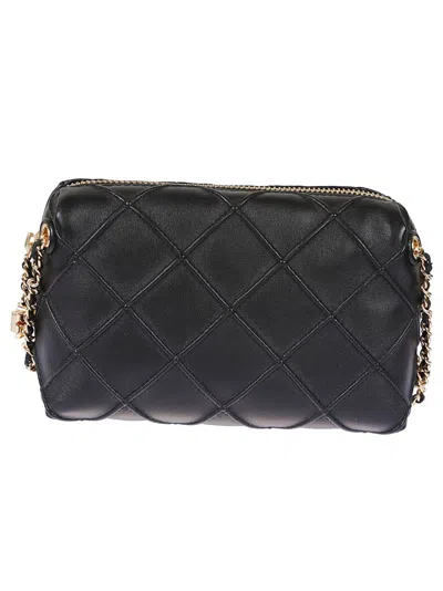 Tory Burch Fleming Quilted Leather Clutch Bag In Black