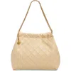 Tory Burch Fleming Chain Quilted Leather Hobo Bag In Vanilla Soft Serve