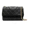 Tory Burch Fleming Soft Convertible Leather Shoulder Bag In Black