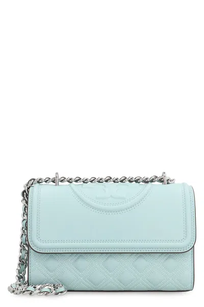 Tory Burch Fleming Quilted Leather Shoulder Bag In Light Blue