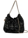 Tory Burch Fleming Sequin Mini Crossbody Bag In Black