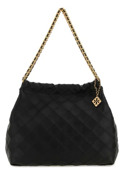 Tory Burch Mini Black Leather Fleming Shopping Handbag