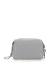 Tory Burch 'fleming' Grey Diamond Quilted Shoulder Bag With Chain-link Shoulder Strap