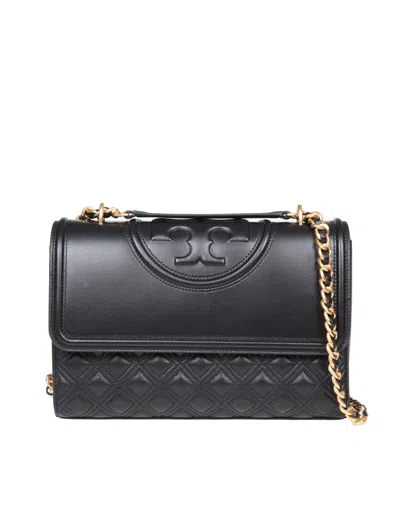 Tory Burch Fleming Shoulder Strap In Black Leather