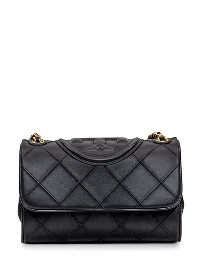 Tory Burch Fleming Soft Convertible Leather Small Bag In Black