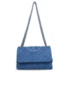 TORY BURCH TORY BURCH 'FLEMING' SMALL BLUE DENIM CROSSBODY BAG