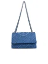 Tory Burch Fleming Soft Denim Small Convertible Shoulder Bag Denim In Blue