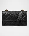 Tory Burch Fleming Small Convertible Leather Shoulder Bag In Black