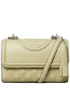 Tory Burch Fleming Small Convertible Leather Shoulder Bag In Green