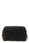 Tory Burch Fleming Black Diamond Quilted Shoulder Bag With Chain-link Shoulder Strap In Leather Woman