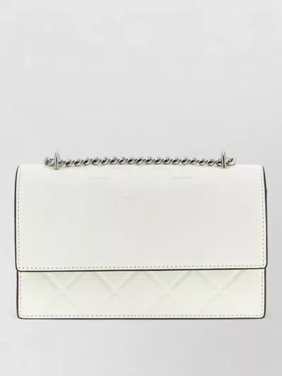 Tory Burch Fleming Small Crossbody Bag Quilted Chain In White
