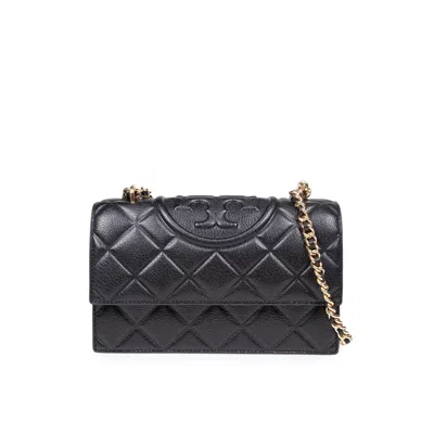 Tory Burch Fleming Small Leather Crossbody Bag In Black