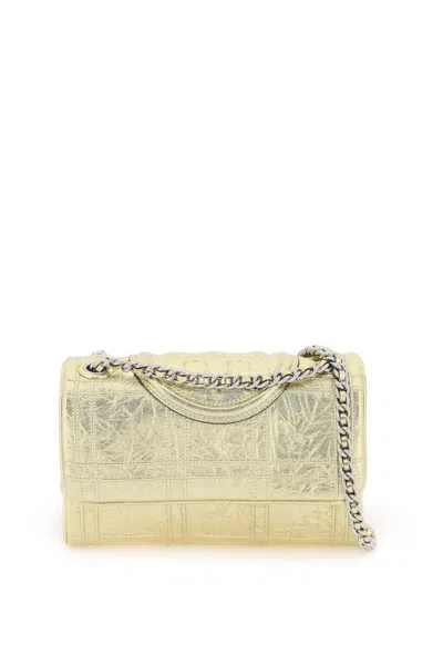Tory Burch Fleming Small Shoulder Bag In 18 Kt Gold (gold)