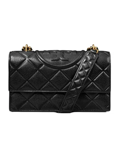 Tory Burch Small Fleming Diamond Quilted Leather Convertible Shoulder Bag In Black