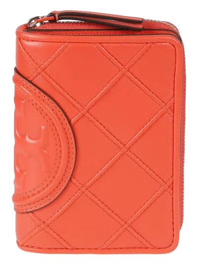 Tory Burch Fleming Soft Bifold Wallet In Sour Cherry