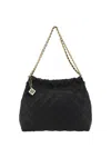 Tory Burch Fleming Hobo Shoulder Bag In Black Leather  In Black